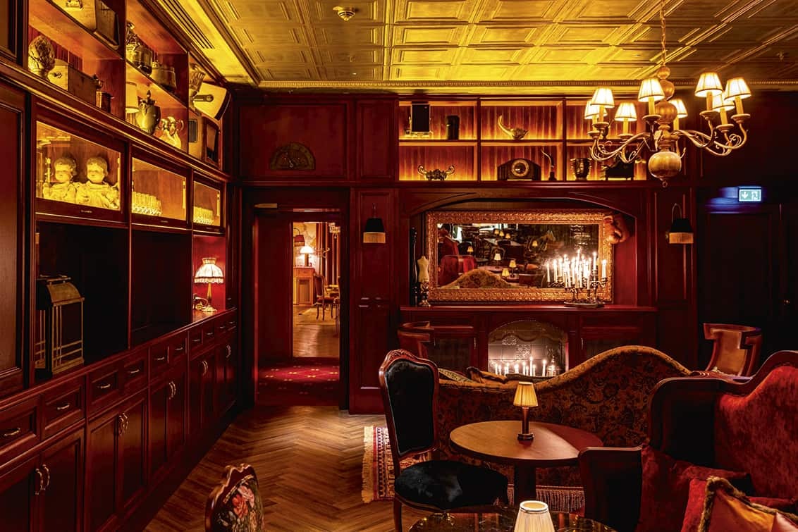 Elegant restaurant interior with lounge zone