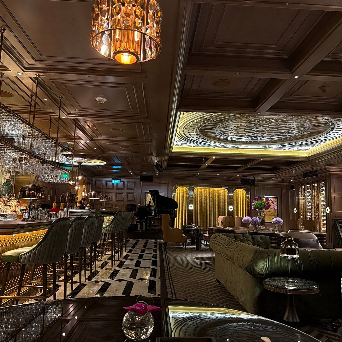 Elegant restaurant interior with seating area